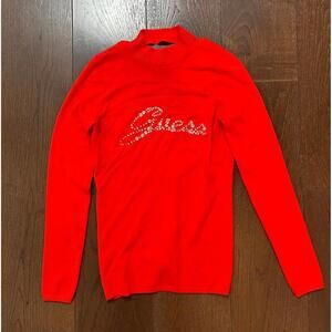 Vintage Guess Y2k Sweater Rhinestone Logo Open Back Womens Small